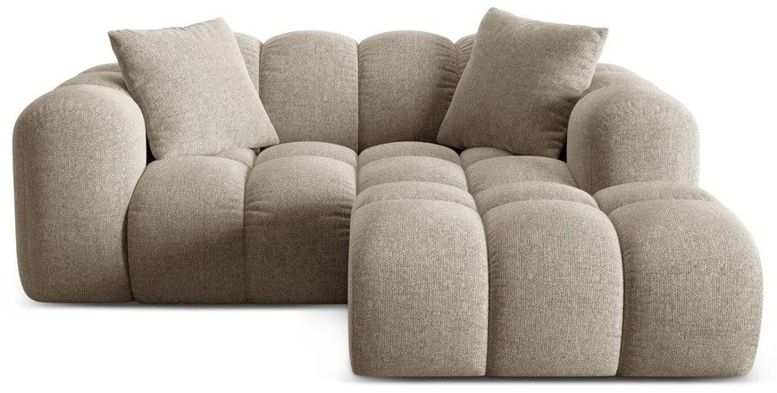 Jasnobrązowy narożnik z tkaniny szenilowej (prawostronny/z szezlongiem) Treno – Cosmopolitan Design