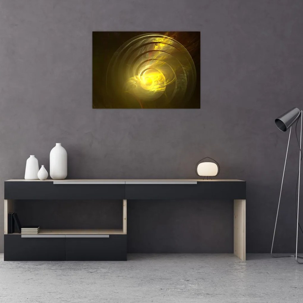 Obraz żółtej abstrakcyjnej spirali (70x50 cm)