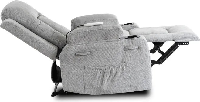 Fotel Masujący BOX 2 Rozkładany z Podnóżkiem Szary Nowoczesny