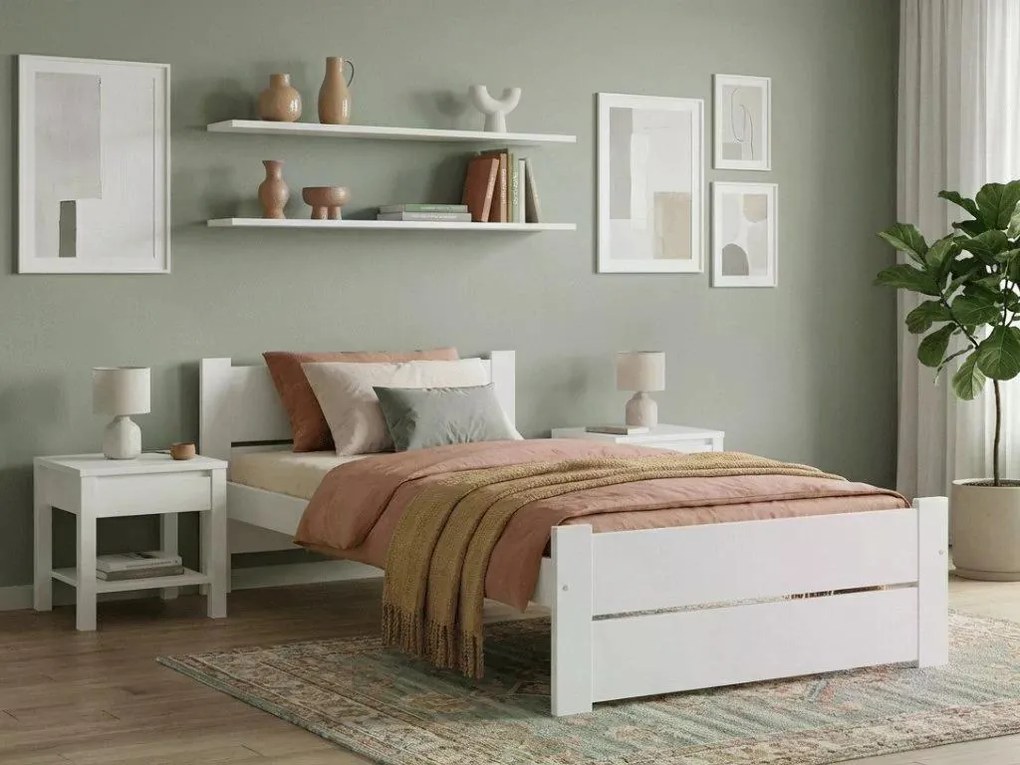 Łóżko IKAROS DOUBLE 80 x 200 cm, białe Stelaż: Ze stelażem listwowym rolowanym, Materac: Materac Coco Maxi 20 cm