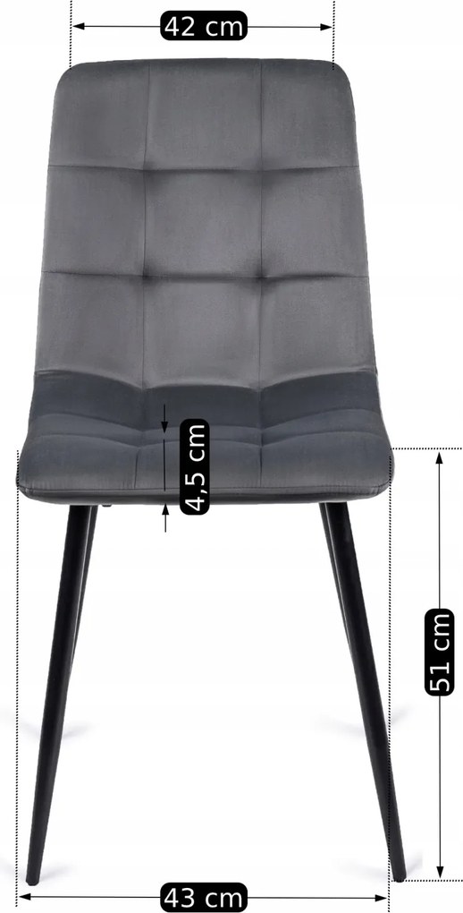 Zestaw Stół Kwadratowy Rozkładany MAX 80-160 cm Dąb Craft/Czarny i 6 Krzeseł PERU Szarych Welurowych