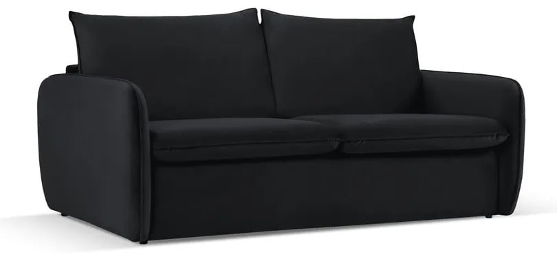 Czarna aksamitna rozkładana sofa 214 cm Vienna – Cosmopolitan Design