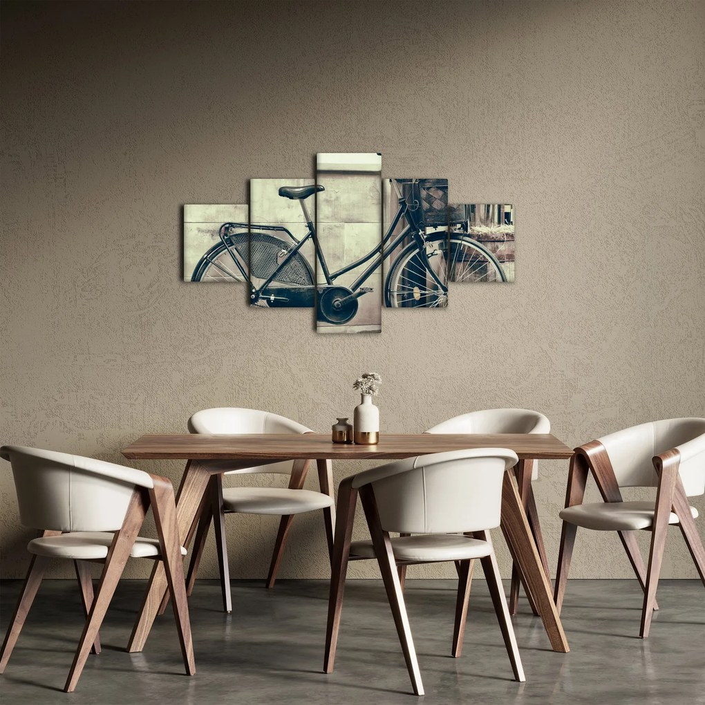 Obraz - Vintage rower z kwiatami (125x70 cm)
