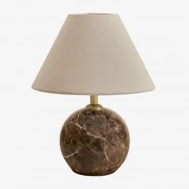 Lampa Stołowa Z Naturalnego Kamienia Marvexi Brązowy Marmur Emperador & Biały Ø20 Cm - ↑10 Cm Menorca - Sklum
