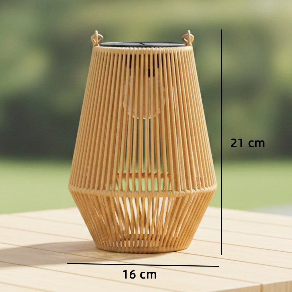 Outsunny Zestaw 2 Lamp Solarnych Rattanowych Wiszących IP44 Wodoodporne Lampy na Balkon i Taras Brązowe | Aosom PL