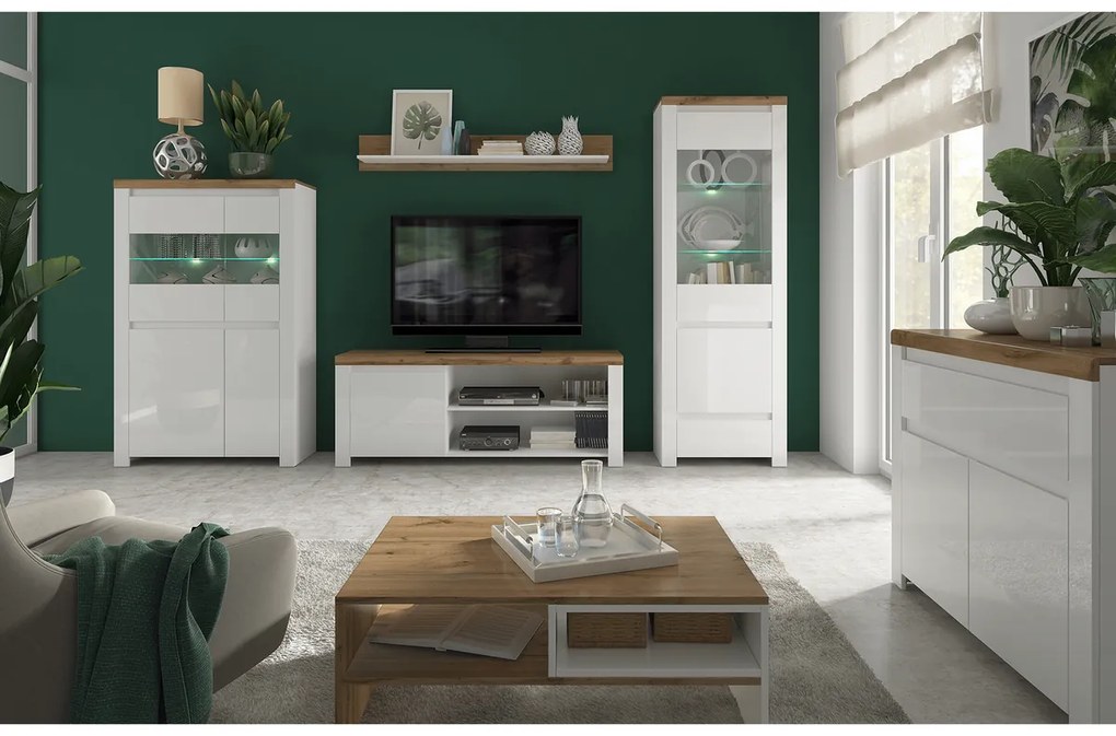 Szafka VILGO 2D1S, biały błyszczący