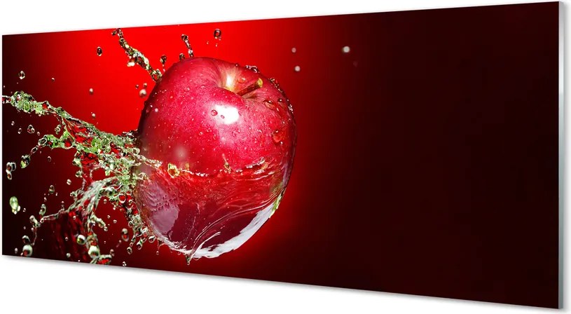 Szkło do Kuchni na Ścianę Jabłko w Porannej Rosie