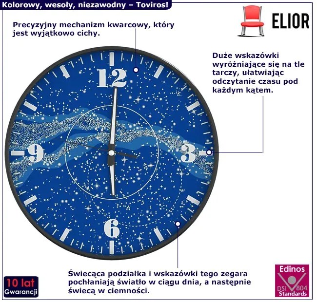 Świecący w nocy zegar ścienny C6-M09
