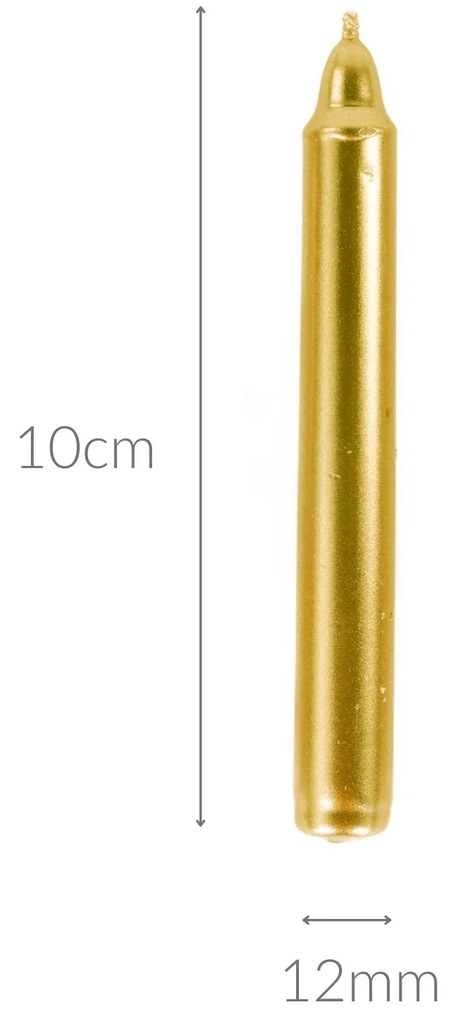Metaliczne świece stołowe z parafiny, 10 cm