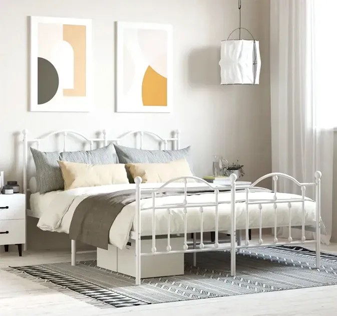 Białe metalowe łóżko małżeńskie 140x200 cm W1-P93