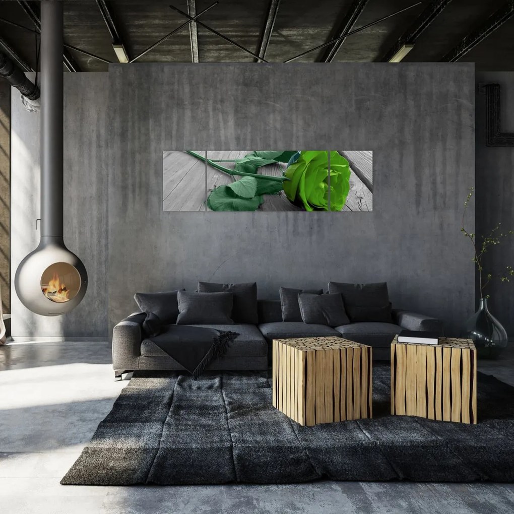 Obraz - Zielona róża (170x50 cm)