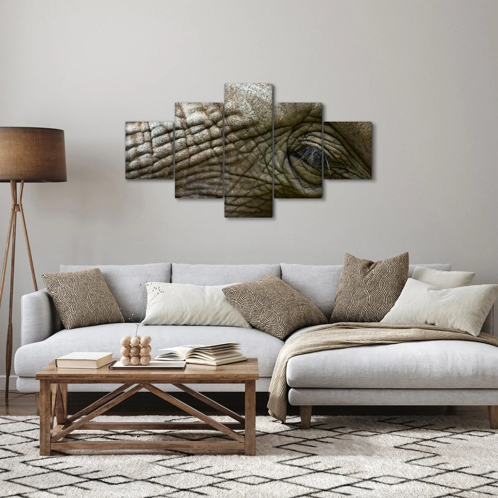 Obraz - Zbliżenie na stare oko słonia (125x70 cm)