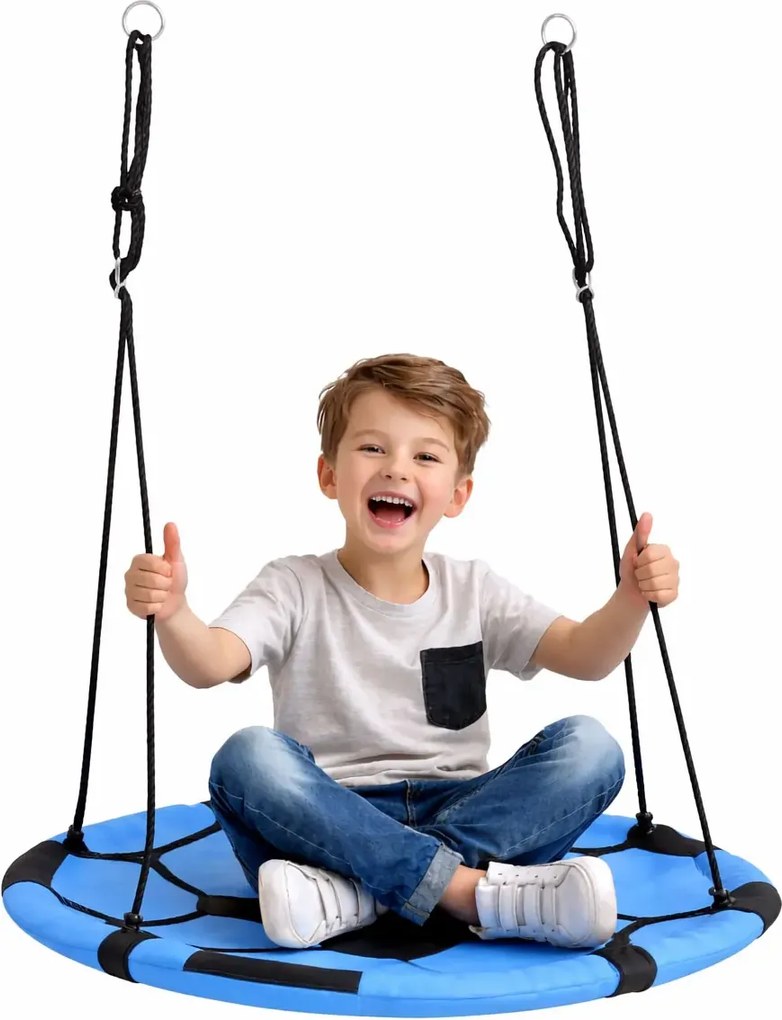 Niebieska huśtawka bocianie gniazdo z wzorem piłki F6-B66