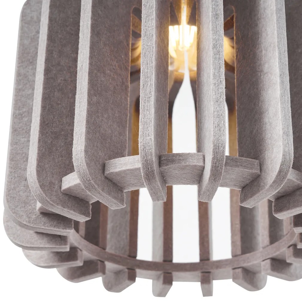 Retro Lampa Wisząca Czarna z Taupe 3-punktowa - Felt Retro Oswietlenie wewnetrzne