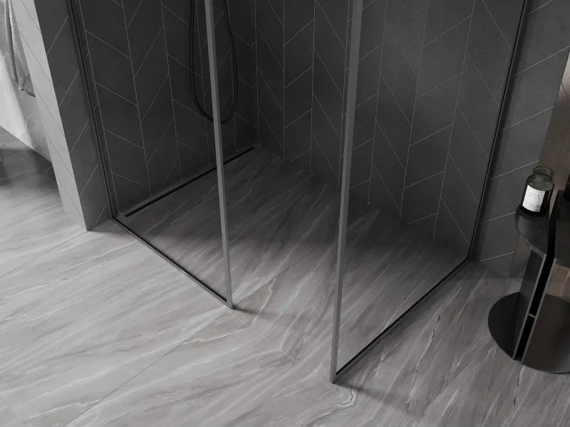 Mexen Kioto-F ścianka prysznicowa Walk-in z ramką 125 x 100 cm, transparent 8 mm, gun metal - 800-125-202-04-95-100