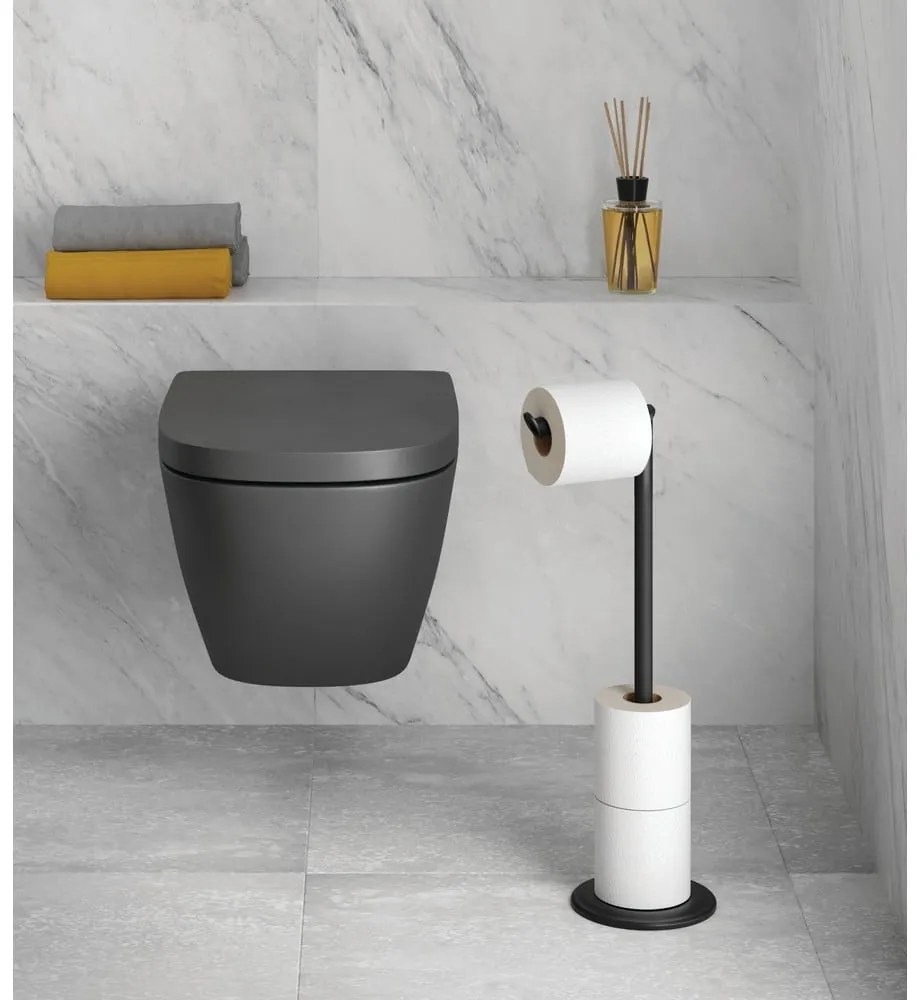 Stalowy stojak na papier toaletowy w kolorze matowej czerni Lava – Metaltex
