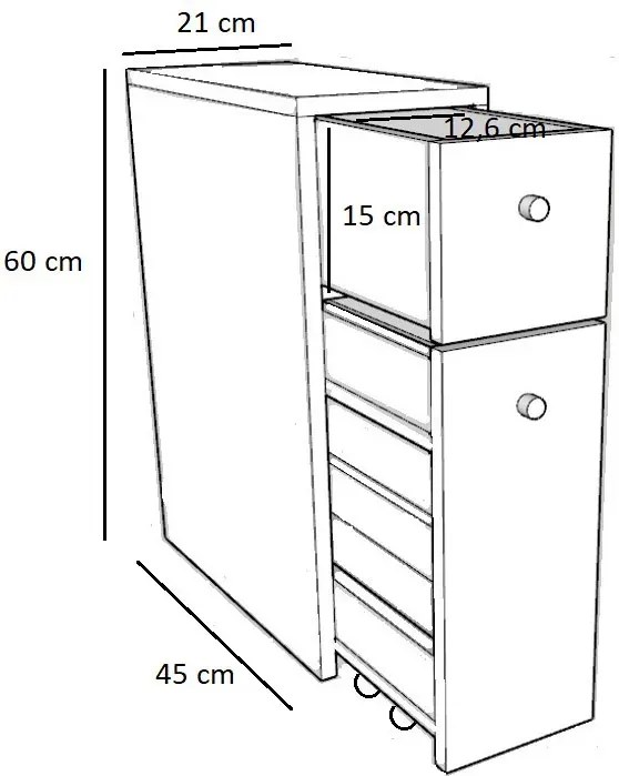 Biała Wąska Szafka Łazienkowa H4-F60