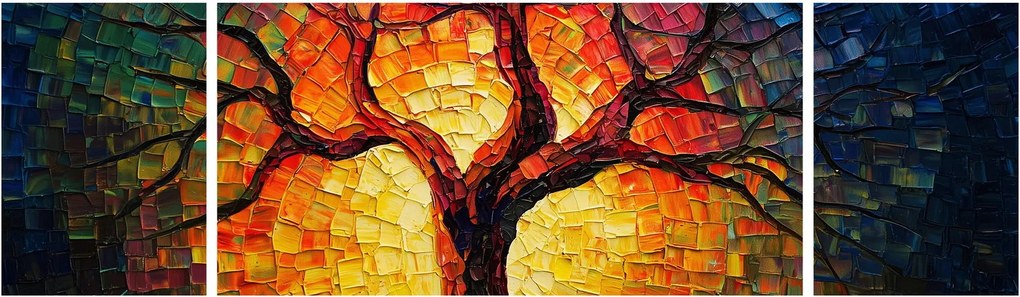 Obraz - Drzewo życia w mozaice (170x50 cm)