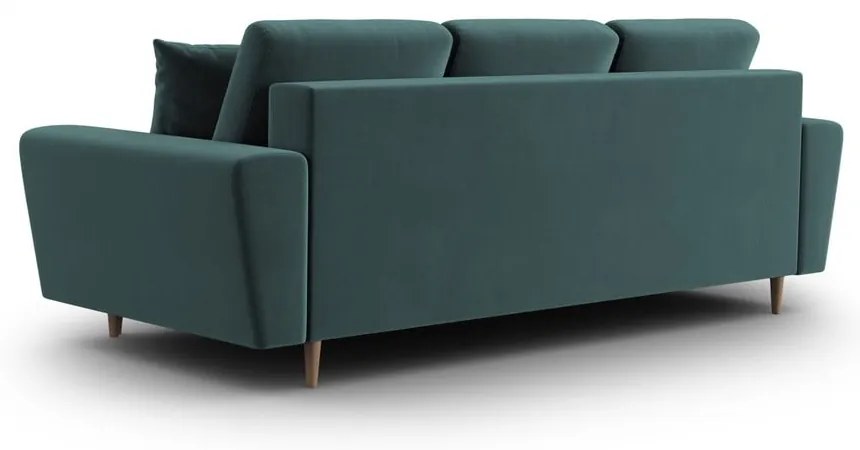 Morska aksamitna rozkładana/ze schowkiem sofa 235 cm Kyoto – Cosmopolitan Design