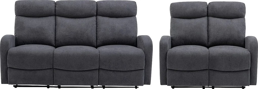 Kanapa 3+2 z funkcją relax z szarej tkaniny EVELYN