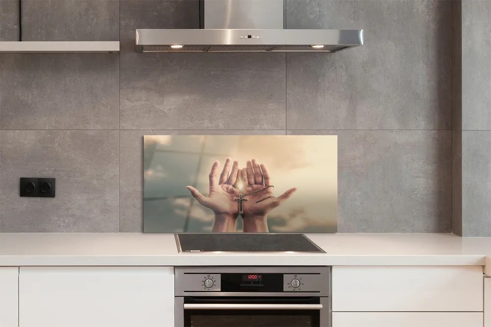 Szklany Panel Ręce Wzniesione ku Niebu