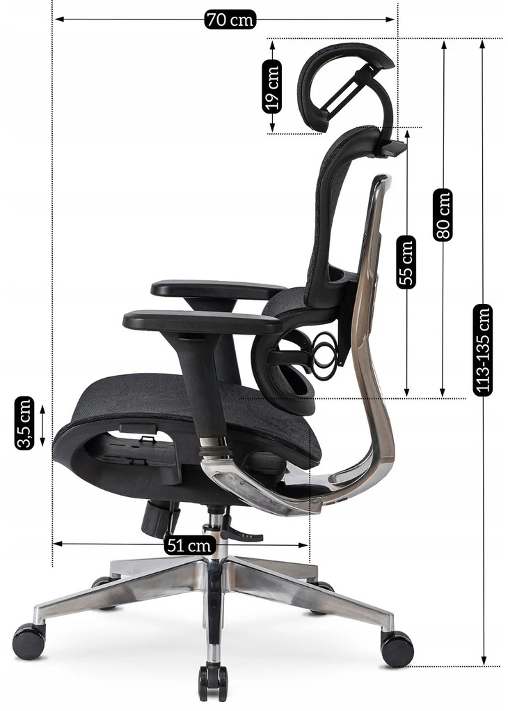 Fotel Biurowy Ergonomiczny Obrotowy NINO Czarny Nowoczesny