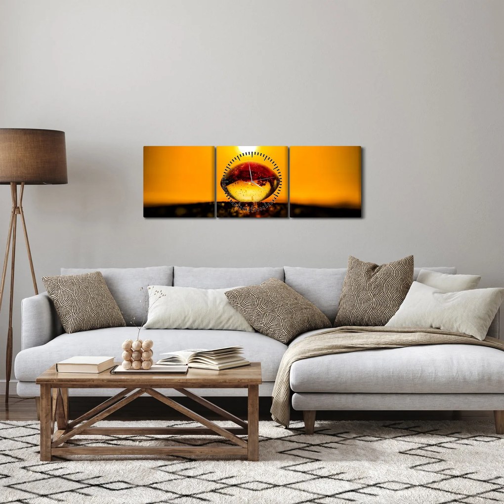 Obraz szklanej kropli (z zegarem) (90x30 cm)