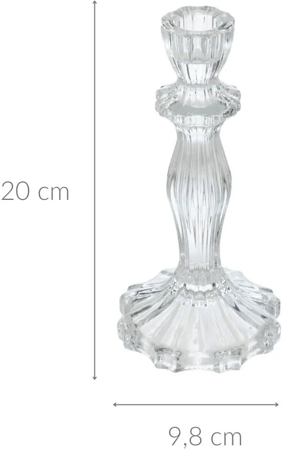 Szklany świecznik, kryształ, 20 cm