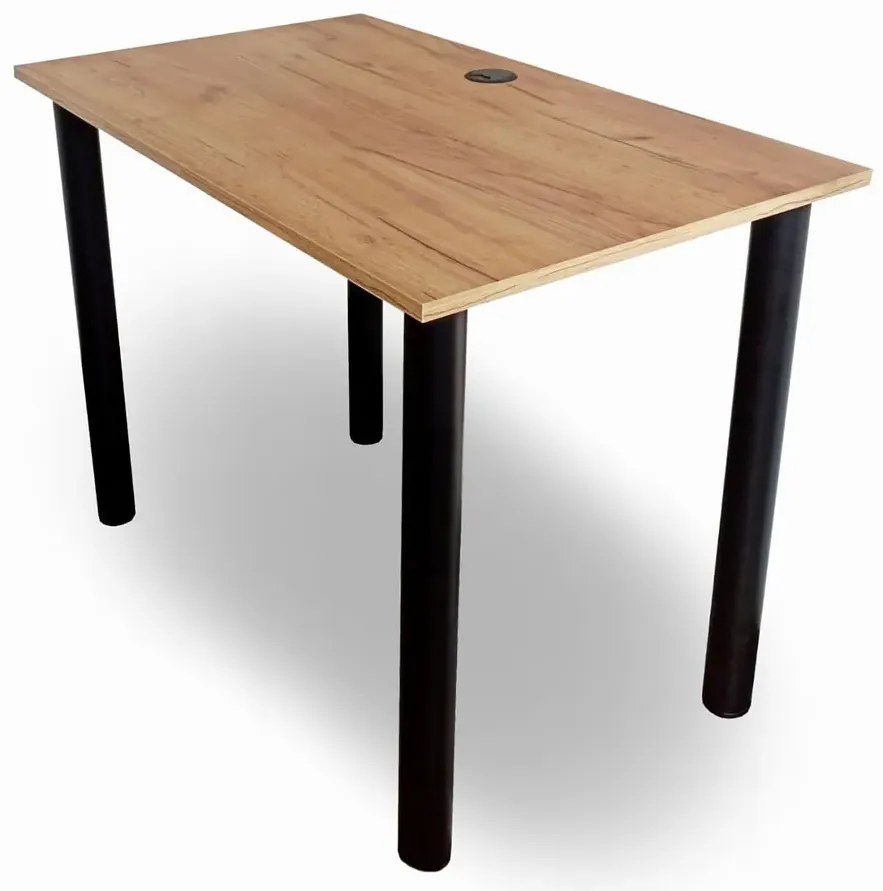 Industrialne biurko z regulowanymi nogami 90x60 dąb craft złoty - Roteso