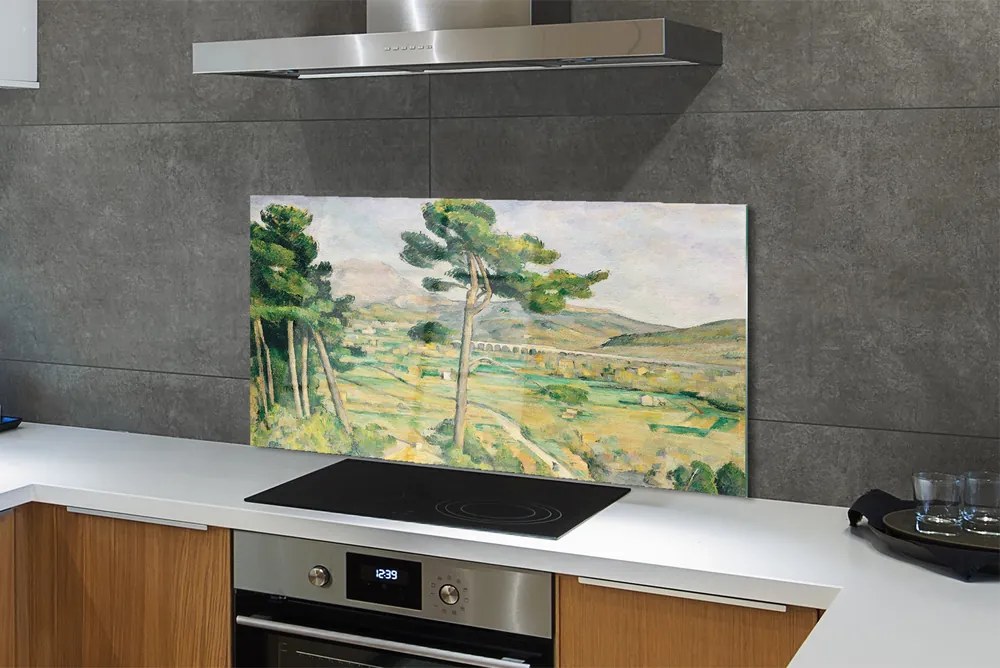 Panel szklany do Kuchni Góra Świętej Wiktorii i Wiadukt - Cézanne