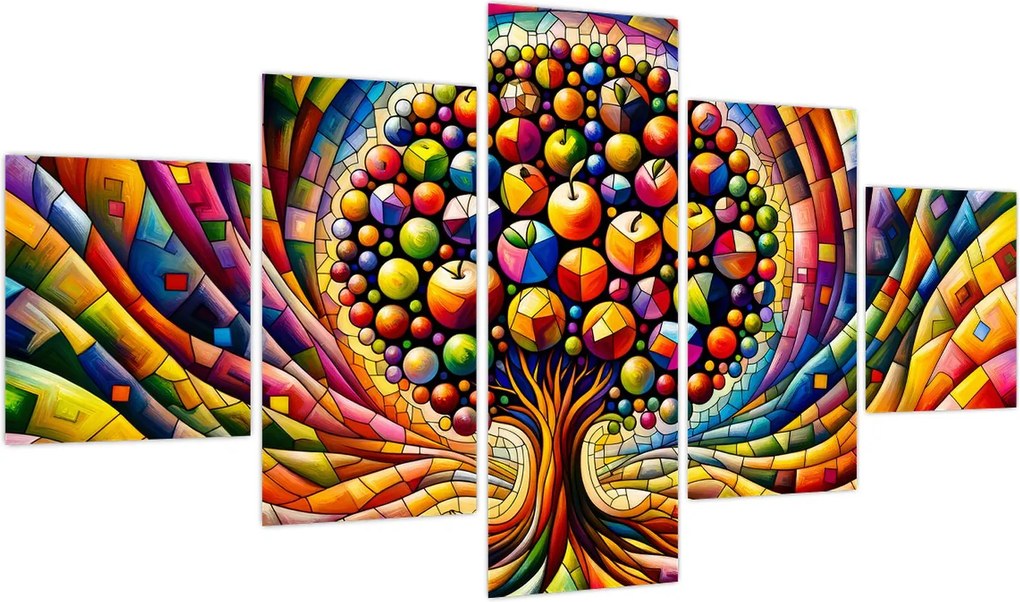Obraz – Kolorowe drzewo z jabłkami (125x70 cm)