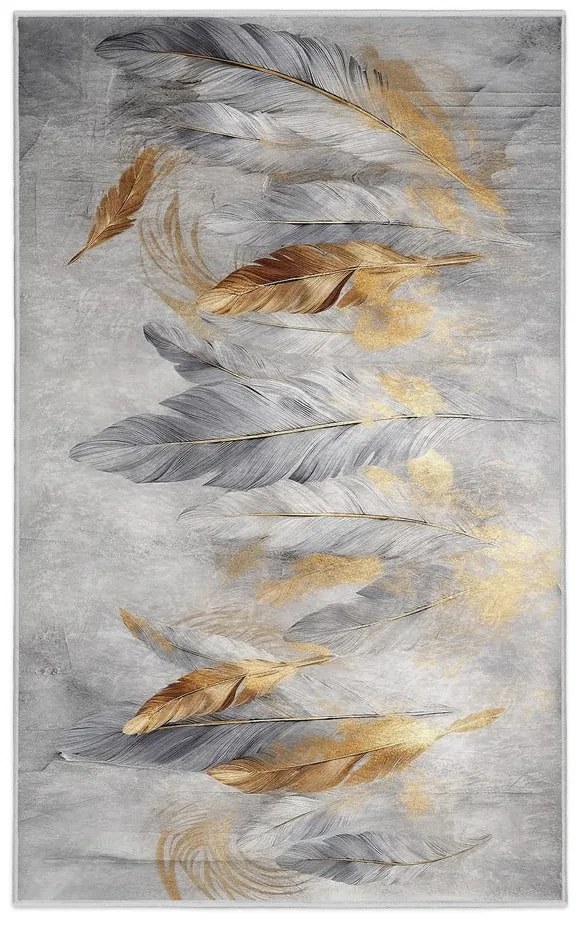 Dywan w szaro-złotym kolorze odpowiedni do prania 160x230 cm Golden Feathers – Mila Home