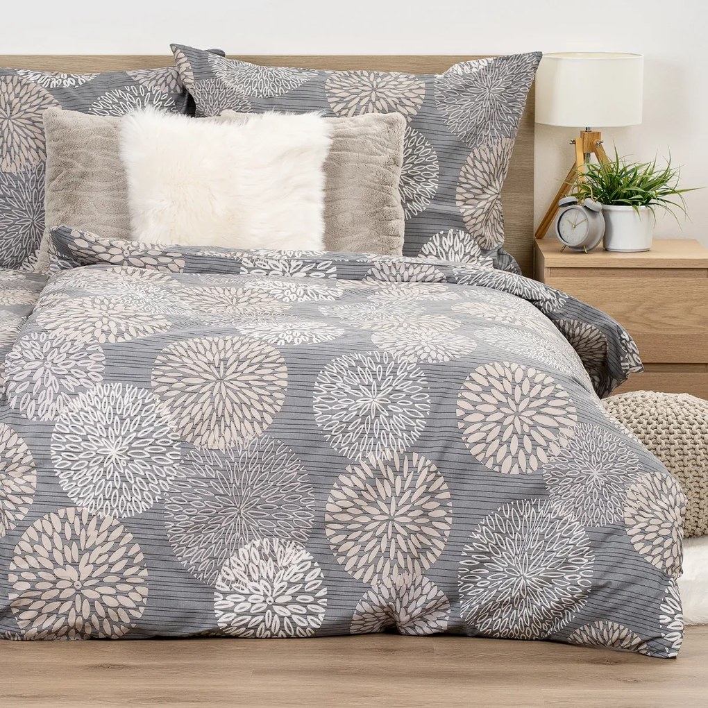 4Home Pościel bawełniana Grey Petals,, 140 x 220 cm, 70 x 90 cm