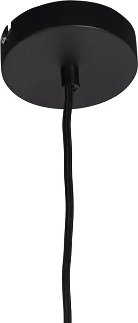 Czarna lampa wisząca z żółtym aksamitnym kloszem ze złotem 50 cm - Combi