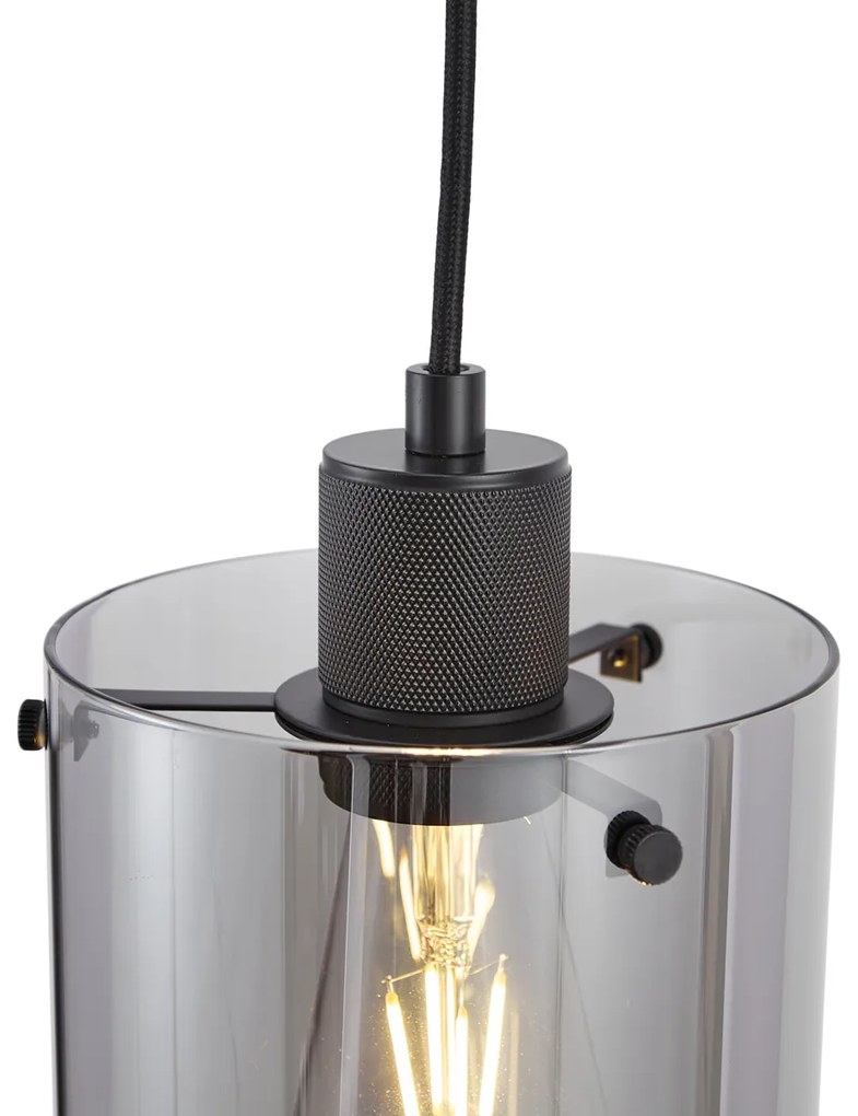 Designerska lampa wisząca czarna z przydymionym szkłem - Domo Oswietlenie wewnetrzne