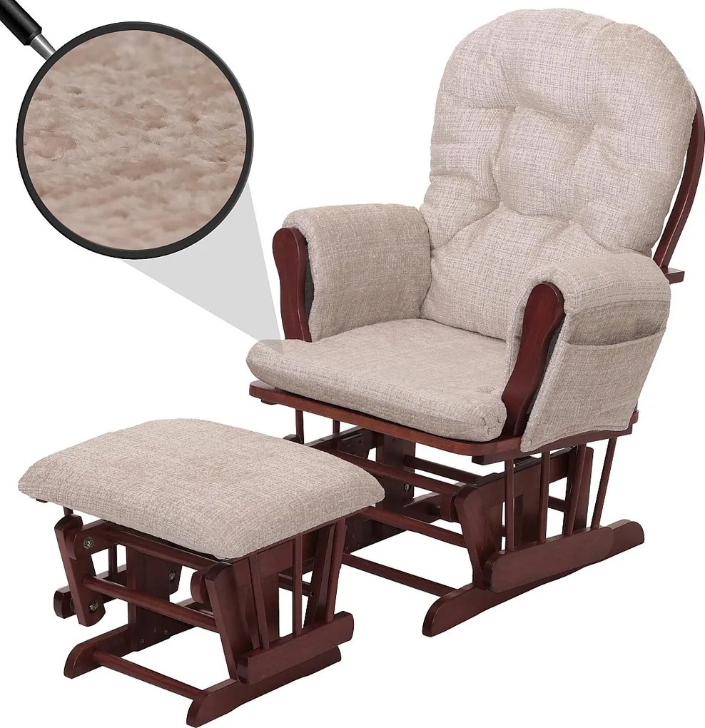 Leżanka MCW-C76,  kremowy, ciemna rama