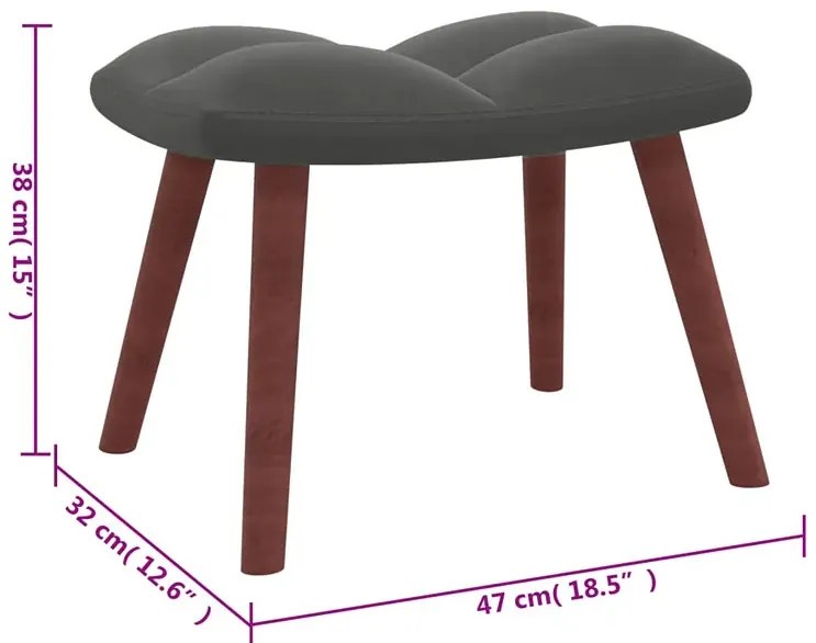 Ciemnoszary fotel welurowy z podnóżkiem E5-P35