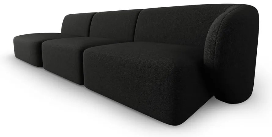 Czarna sofa z tkaniny szenilowej prawostronna 311 cm Paolo – Milo Casa