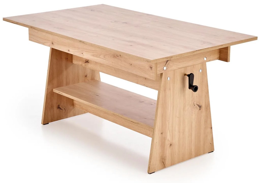 Rozkładany ławo-stół, podnoszony blat, dąb artisan 120-160/70/61-72 ERIKA