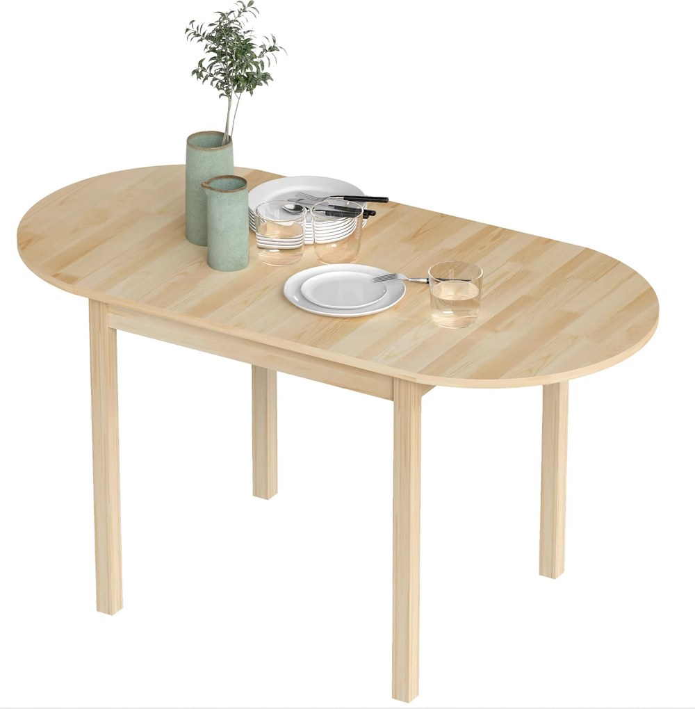 HOMCOM Rozkładany stół jadalniany z drewna sosnowego na 6 osób z opcją opuszczania boków 140 x 70 x 75 cm, Drewno naturalne