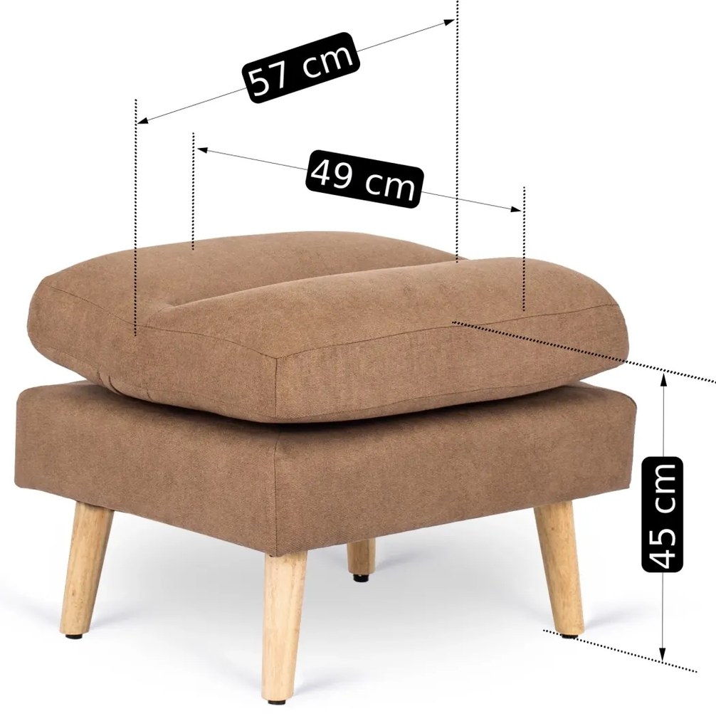 Fotel Wypoczynkowy HENRY z Podnóżkiem Brązowy Nowoczesny Loftowy