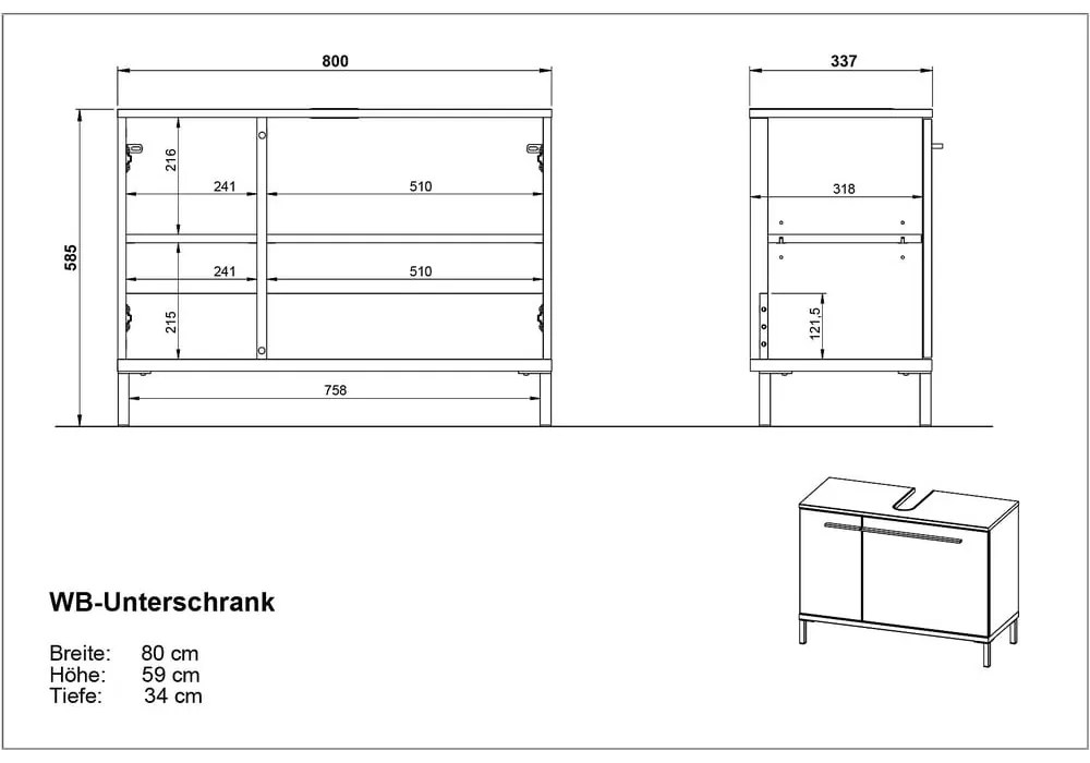 Szarobeżowa szafka pod umywalkę w dekorze orzecha 80x59 cm Yonkers – Germania