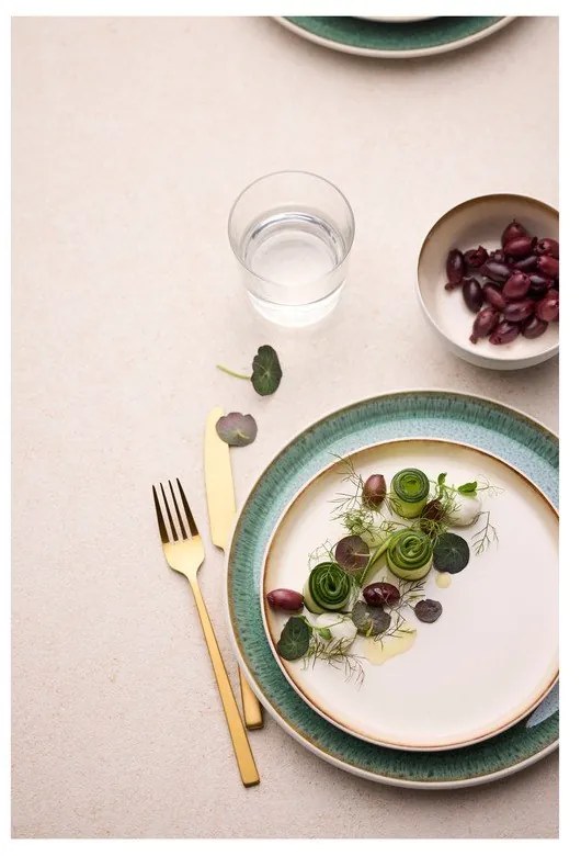 Biało-zielony kamionkowy talerz deserowy ø 21 cm Gastro White/Green – Bitz