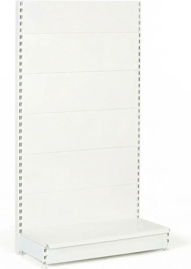 Regał sklepowy jednostronny, pełne ścianki, 1600 x 1000 x 450 mm, podstawowy, biały