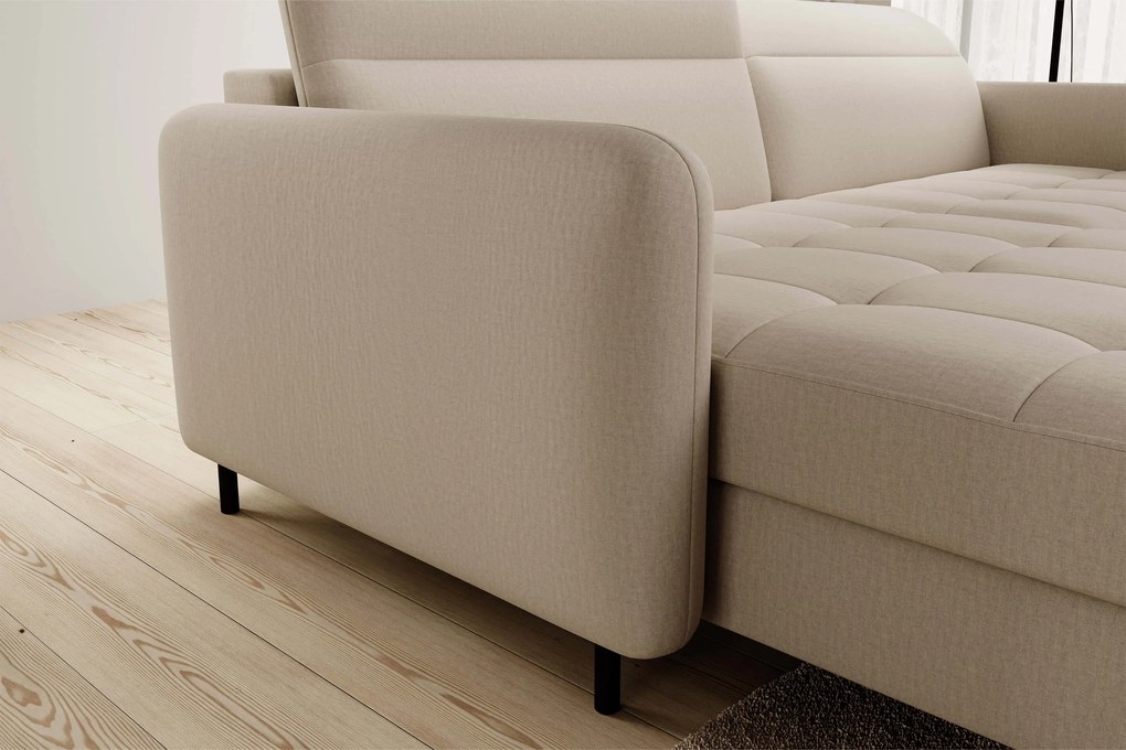 Beżowa narożna sofa GOMSI, rozkładana Wersja sofy: Lewy róg