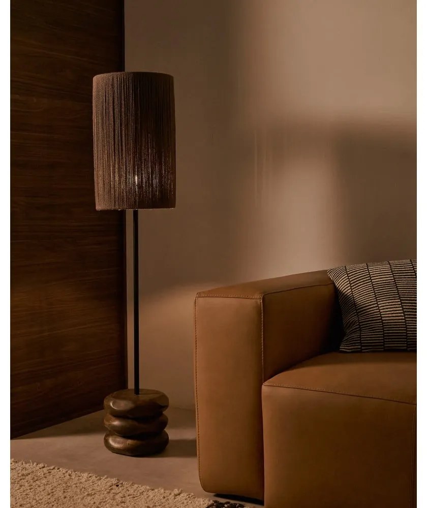 Lampa stołowa z litego drewna akacjowego w ciemnym naturalnym kolorze (wysokość 147 cm) Kor – Kave Home