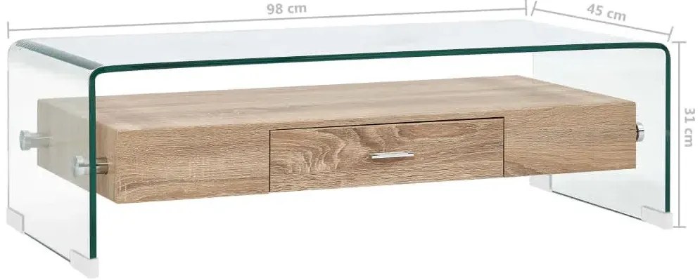 Stolik ze kawowy szkła hartowanego z szufladą E8-S37