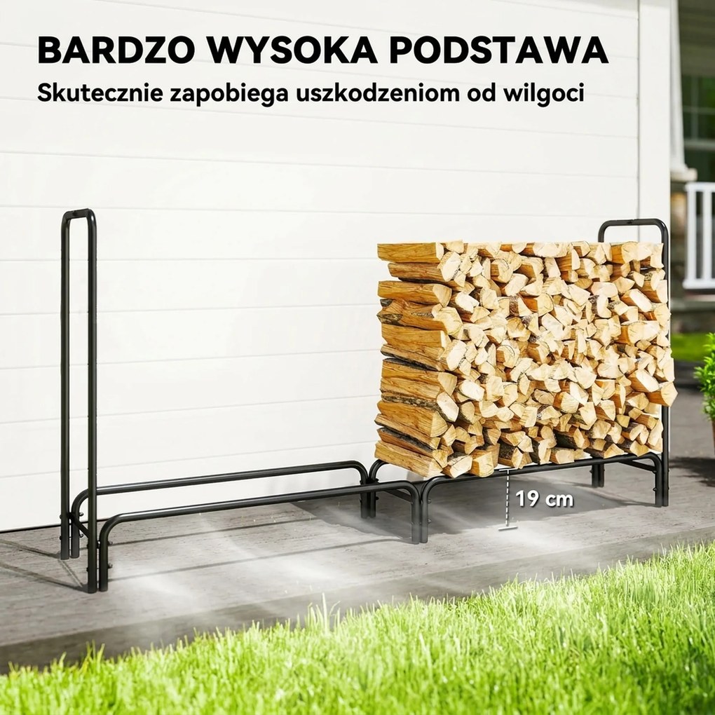 Outsunny Stojak na drewno kominkowe, 0,6 m³, z pokrywą, malowany proszkowo metal, do 200 kg, Czarny/Ciemnozielony