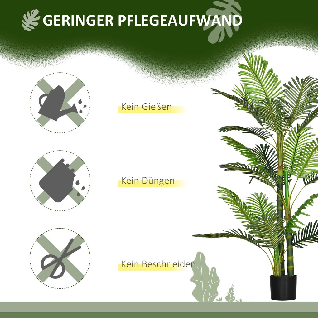 HOMCOM Sztuczna Palma w Doniczce Idealna Dekoracja Do Każdego Wnętrza Zielona | Aosom PL