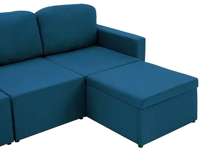 Rozkładana sofa modułowa niebieska tkanina - Odi 4Q